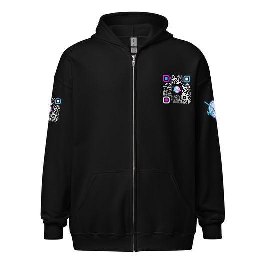 HitTrAp WhiteQR heavy zip hoodie